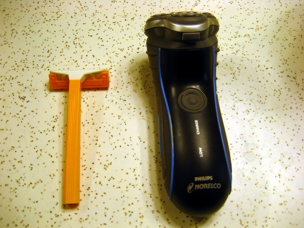 a regular razor and the Norelco electric shaver